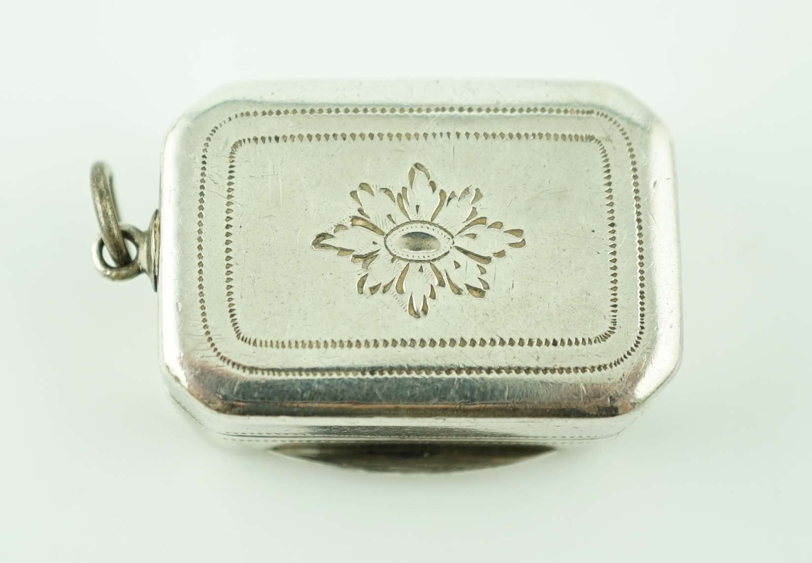 BATTLE OF TRAFALGAR- A George III silver rectangular vinaigrette with canted corners, by Matthew Linwood